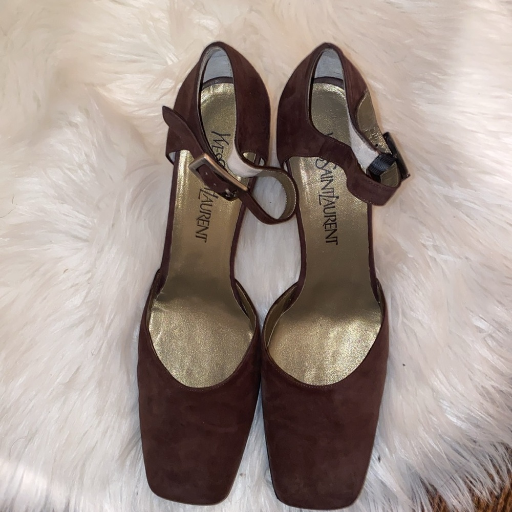 Yvessaintlaurent Prisca mud suede shoes.🔥